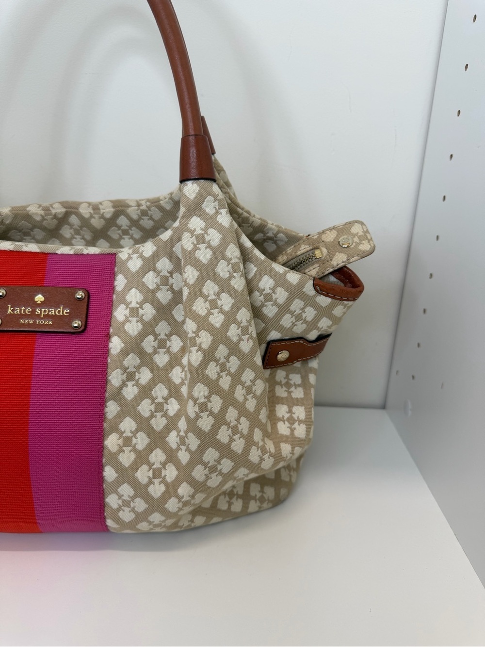 Kate Spade Stucco Stevie Canvas Shoulder Bag Logo preppy designer - Picture 5 of 14